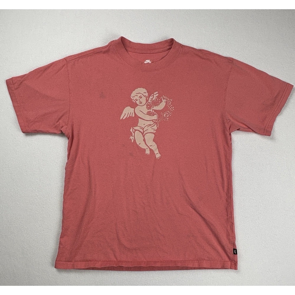 Nike SB Loose Fit Cherub Angel Graphic T-Shirt Red Pink Size Small DJ1218-603